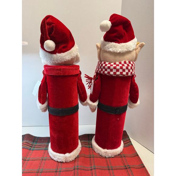 Hallmark / Santa and Elf / Felt / Christmas / Canisters / Wine Bottle Holders - Picture 4 of 4